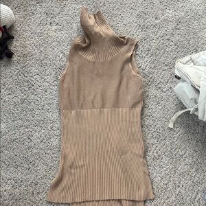 Rosebullet Tan Sleeveless Turtleneck Sweater